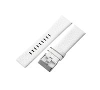 SiChouwz Kompatibel Mit Diesel Echtleder-Uhrenarmbändern Dz4318, Dz1405, Dz1206, Dornschließe, Atmungsaktiv, Wasserdicht, 24, 26, 28 Mm(White-Steel-K3,32mm)