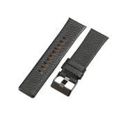 SiChouwz Kompatibel Mit Diesel Echtleder-Uhrenarmbändern Dz4318, Dz1405, Dz1206, Dornschließe, Atmungsaktiv, Wasserdicht, 24, 26, 28 Mm(Black-Black-K3,24mm)