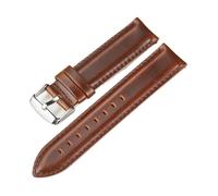 SiChouwz Retro Handgefertigtes Echtes Leder-Uhrenarmband 18 Mm 20 22 Schnellverschluss-Armbänder Uhrenarmbänder Gürtel Mit Solider Schnalle(Brown(silver),22mm)
