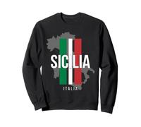 Sicilia Italia Italien Karte Italienische Flagge Vertikale Streifen Sweatshirt