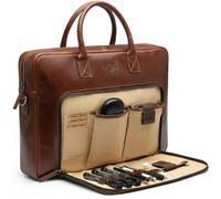 Aktentasche mit Frontfach HARVEY Leder braun - brown-cognac / 15 Zoll