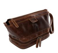 SID & VAIN große Kulturtasche Herren echt Leder - Waschtasche Nottingham groß - Kulturbeutel Herrentasche Leder-Waschtasche Herren braun handgefertigt