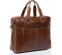 SID & VAIN große Laptoptasche echt Leder - 15 Zoll Laptop Business-Tasche Yann groß - Umhängetasche Aktentasche Lehrertasche mit Laptop-Fach - Ledertasche Herren und Damen braun handgefertigt