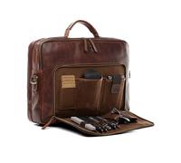 SID & VAIN große Laptoptasche mit Frontfach echt Leder - 15 bis 17 Zoll Laptop Business-Tasche SIMON XL - Umhängetasche Aktentasche extra Laptop-Hülle - Herren Damen braun handgefertigt