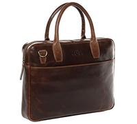 SID & VAIN große Laptoptasche schmal echt Leder - 15 Zoll Laptop Business-Tasche BOSTON groß - Umhängetasche Aktentasche mit Laptop-Fach - Ledertasche Herren und Damen handgefertigt
