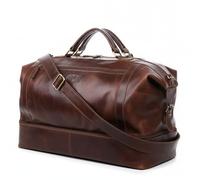 SID & VAIN große Reisetasche mit separatem Schuh-Fach echt Leder - Sporttasche Kingston XL - Weekender Handgepäck Herrentasche mit Schultergurt - Ledertasche Herren braun handgefertigt