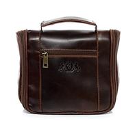 SID & VAIN Hänge-Kulturtasche echt Leder - Kulturbeutel Heathrow - Waschbeutel zum Aufhängen Leder-Waschtasche Herren und Damen braun handgefertigt