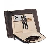 SID & VAIN Laptop-Hülle mit Zip echt Leder - 15.4 Zoll Laptop Laptop case Chelsea - Notebook-Sleeve mit Laptop-Fach - Ledertasche Herren und Damen braun handgefertigt