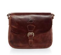 SID & VAIN Schultertasche »YALE«, Umhängetasche Damen echt Leder Vintage braun