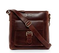 SID & VAIN Umhängetasche Yale - Ledertasche mit Schultergurt klein - Schultertasche echt Leder braun-cognac