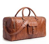 SID & VAIN Weekender Landon aus Vintage Leder I Sporttasche groß Herren 60 cm I Reisetasche Handgepäck braun handgefertigt