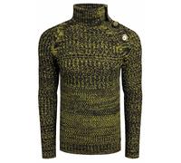 Rusty Neal Stehkragen Strick Pullover Knopfleiste im Kontrast Hoodie Design Slim Fit 338, Farbe:Anthrazit/Gelb, Größe S-XXL:M