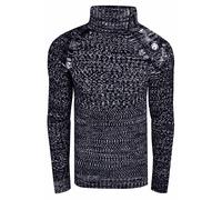 Strickpullover RUSTY NEAL, Herren, Gr. XL, blau (dunkelblau, meliert), 70% Polyacryl, 30% Baumwolle, meliert, normal, hoch geschlossener Ausschnitt, Pullover Strickpullover, mit modischen Zierknöpfen
