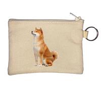 Side Look Shiba Inu Dog Schlüsselanhänger Münzbörse Beige