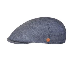 Sidney Herringbone Leinen Flatcap by Mayser blau 57 cm