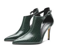 【Sie müssen die Länge Ihrer Füße vor der Bestellung messen】 Mode Pumps Damen Schuhe High Heel Stiletto Geschlossene Spitze Pythonleder Abend 94-CHC-19, grün, 37 EU