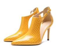【Sie müssen die Länge Ihrer Füße vor der Bestellung messen】 Mode Pumps Damen Schuhe High Heel Stiletto Geschlossene Spitze Pythonleder Abend 94-CHC-19, gelb, 36.5 EU