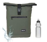 Sieber Rucksack Kurierrucksack Bench Hydro Plane 64175 2600 Oliv + f | Roll-Top Laptoprucksack Fahrradrucksack A4 Herren Damen + Trinkflasche