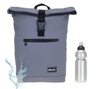 Sieber Rucksack Kurierrucksack Bench Hydro Plane Roll-Top backpack Laptoprucksack A4 wetterfest Damen Herren 64175 + Trinkflasche (Grey 1700)