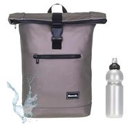Sieber Rucksack Kurierrucksack Bench Hydro Plane Roll-Top backpack Laptoprucksack A4 wetterfest Damen Herren 64175 + Trinkflasche (Bronze Metallic 2700)