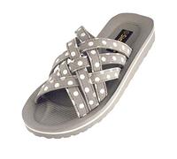 Badeschuhe Damen - Beach - leichte Badepantolette Frauen (Tupfen grau, Numeric_41) - fällt klein aus!