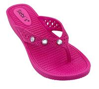 Siebi's Badeschuhe Damen • Rab • Zehengreifer Frauen mit Keilabsatz und Strassdekor - pink, 41