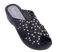 Siebi's Badeschuhe Damen • Thira • guter Halt • mit Absatz für Frauen • fällt klein aus (36 EU, schwarz)