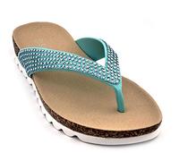 Siebi's Badeschuhe Damen Tropea Badepantolette Frauen Zehentrenner (37 EU, türkis)