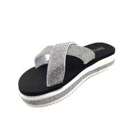 Siebi's Nizza Modische Strandschuhe Badeschuhe Pantoletten mit Plateau Damen: Farbe: Silber | Größe: 39