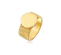 Elli PREMIUM, Ring Bandring Siegelring Relief Struktur 925 Silber in gold, Schmuck für Damen Gr. 58 mm