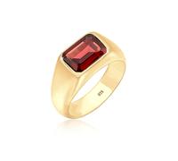 Siegelring ELLI PREMIUM "Siegelring Granat Dunkelrot 925 Sterling Silber vergoldet" Gr. 56, rot, Fingerringe, Damen, 56mm, Silber 925 (Sterlingsilber), 7mm, Siegelring (92792967-56) rot