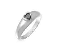 Siegelring ELLI "Ring Zirkonia Herz Bandring Liebe 925 Silber vergoldet" Gr. 50, schwarz, Fingerringe, Damen, 50, ohne Stein, Silber 925 (Sterlingsilber), 5mm, Siegelring (87356355-50) schwarz