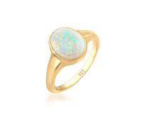 Siegelring ELLI "Siegelring Mondstein Oval 925 Silber" Gr. 52, gold, Fingerringe, Damen, 52mm, Silber 925 (Sterlingsilber), 5mm, Siegelring (34665152-52) gold