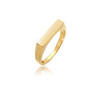 Siegelring ELLI "Siegelring Rechteck Pinky Ring 925 Silber" Gr. 48, gold, Fingerringe, Damen, 48mm, Silber 925 (Sterlingsilber), 2mm, Siegelring (13108114-48) gold