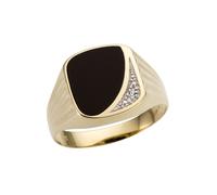 Siegelring FIRETTI "Schmuck Geschenk Gold 333 Herrenring Farbsteinring Onyx" Gr. 20, gold (gelbgoldfarben, weißgoldfarben, schwarz), Fingerringe, Herren, 20, 0,01 P2 = erkennbare Einschlüsse, Diamante