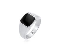 Kuzzoi Ring Herren Siegelring Emaille Schwarz Basic 925 Silber, silber Silber