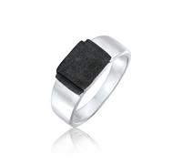 Siegelring KUZZOI "Herren Modern 925 Silber" Fingerringe Gr. 66 mm, Silber 925 (Sterlingsilber), 3.4 mm, schwarz Herren Fingerringe (81515424-66)