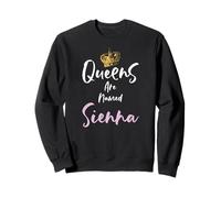 Sienna Name Queen Personalisierte Frauen Mädchen Niedlich Rosa Schwarz Sweatshirt