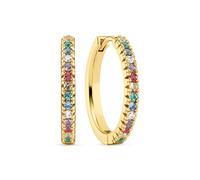 Sif Jakobs Ellera Creolen - 18k Vergoldetes 925 Sterling Silber - Mehrfarbige Zirkonia - Stärke 2 mm
