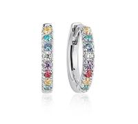 Sif Jakobs Ellera Grande Damenohrringe, 925er Sterlingsilber | Mehrfarbigen Zirkonia, Silber Creolen, eleganter Ohrschmuck für Alltag und besondere Anlässe
