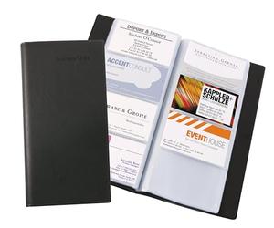 SIGEL Reliure pour cartes de visite 12,20 x 24,80 cm | VZ172, Visitenkartenbuch in matt-schwarzer Lederoptik - auch für Kundenkarten, Plastikkarten und Kreditkarten