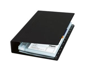 Sigel Visitenkartenmappe mit Ringmechanik VZ300 schwarz, 14.7x26.5x4.4 cm