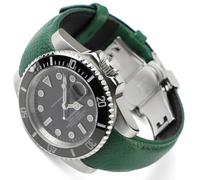 Sight Focus 20 mm Uhrenarmband aus Leder mit gebogenem Ende, für Rolex Submariner 40 mm, Daytona 40 mm, GMT-Master 40 mm, Yacht-Master 40 mm, Explorer I Vegetable Uhrenarmband, Ersatz, Dunkelgrün,