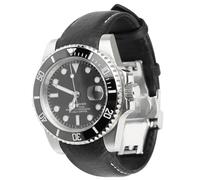 Sight Focus 20 mm Uhrenarmband aus Leder mit gebogenem Ende, für Rolex Submariner, Daytona, GMT-Master, Yacht-Master, Explorer I, schwarzes, pflanzlich gegerbtes, gefrästes Leder-Uhrenarmband für