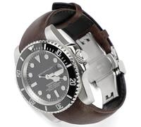 Sight Focus Uhrenarmband aus Leder mit gebogenem Ende, für Rolex Submariner, Daytona, GMT-Master, Yacht-Master, Explorer I, Kaffee, 20mm, Modern