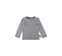 Sigikid Mädchen Mini Magic OWL Langarmshirt, Dunkelblau/Weiß gestreift, 110 cm