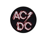 SigitasTrading Ac Dc ACDC Silver Power Round Aufnäher Besticktes Patch zum Aufbügeln Applique