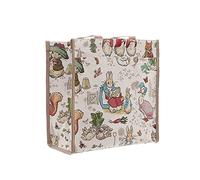 Signare Beatrix Potter Peter Rabbit Tapisserie-Shopper | 30 cm H x 30 cm B x 14 cm T | Umweltfreundlicher gewebter Stoff | Hauptfach mit Reißverschluss und Innentasche | Zwei Außentaschen und