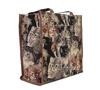 Signare Damen Fashion Tapisserie Shopper Tasche Umhängetasche Katzen-Design