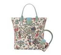 Signare Faltbare Gobelin-Tragetasche, wiederverwendbare Einkaufstasche, Lebensmitteltasche mit Alice im Wunderland-Kunst-Design (Alice, Fold-Alice)
